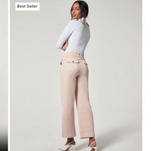 SPANX Stretch Twill Cropped Wide Leg Pant Pale Pink petite small